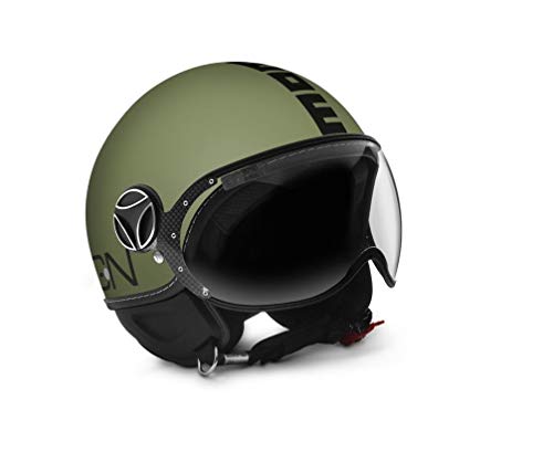 Momo Design - Casco de moto Jet Fighter Classic, color verde militar, mate-negro, talla L