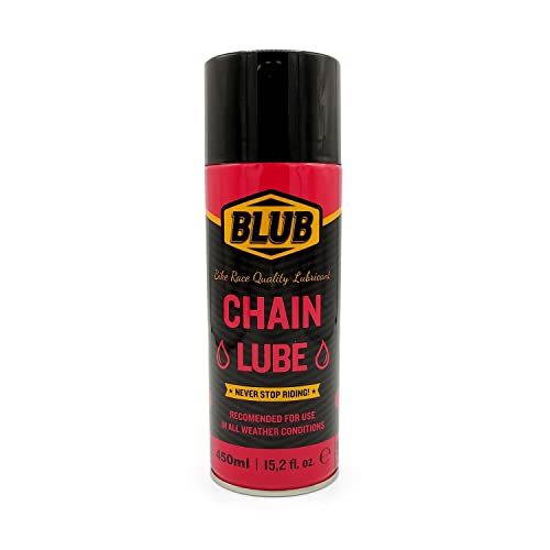 BLUB Chain Lube 450ml | Lubricante Cadena Bicicleta Spray | Grasa Liquida en Spray | Aceite Cadena Bici con Spray Teflon | Spray PTFE Lubricante | Cera Cadena Bicicleta MTB, BMX y Bici Carretera