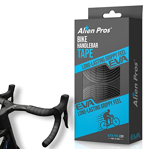 Alien Pros - Cinta para Manillar de Bicicleta, Color Azul, Goma EVA para Mejorar la Sujeción de tu Bici, Forra el Manillar con Cintas De Agarre y Disfruta (Juego de 2, Negro)