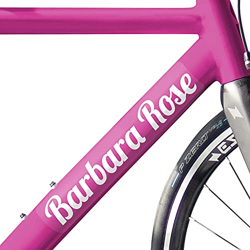 Haberdashery Online Pegatinas para Bicicleta Personalizadas para tu Bici y Casco. 2 Etiquetas Adhesivas con tu Nombre para Bicicleta, Patinete, monopatín + 2 Stickers para Accesorios Ciclistas