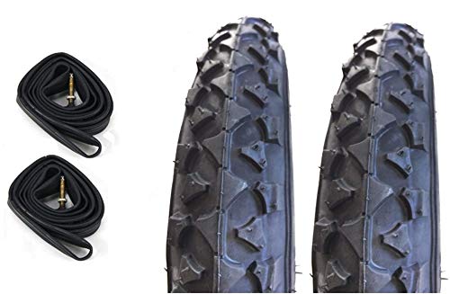 CSM 2 Neumáticos Negro para Bici Bicicleta 14 X 1.75 + 2 Cámaras de Aire Compatible
