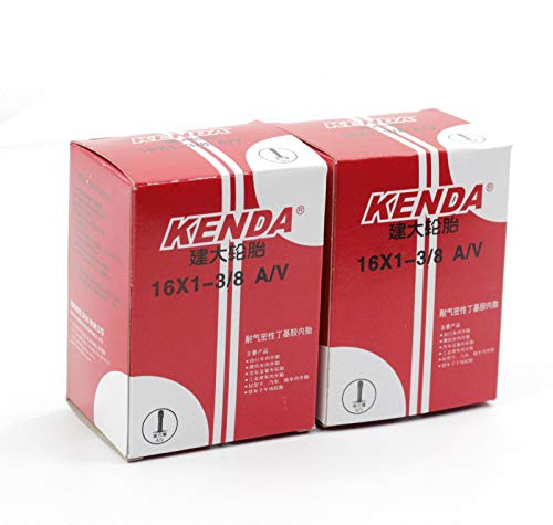 KENDA - 2 cámaras de Aire para neumáticos Interiores de 16 Pulgadas, 349 1 3/8 para Brompton Bicicleta Presta (F/V) o Schrader (A/V), Schrader (A/V) 18''