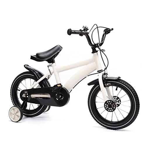JINPRDAMZ Bicicleta para niños, Bicicleta de ejercicio de 14 pulgadas con ruedas estabilizadoras bicicletas para niños y niñas para principiantes de 3 a 6 años (blanco)