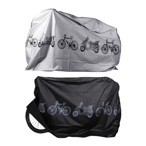 Pack de 2 fundas protectoras para bicicleta, a prueba de lluvia, a prueba de polvo, a prueba de sol, cubierta de coche eléctrico, apta para bicicletas de montaña, coches eléctricos (gris, negro)