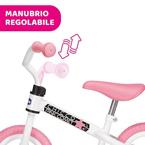 Chicco Bicicleta sin Pedales First Bike para Niños de 2 a 5 Años hasta 25 Kg, Bici para Aprender a Mantener el Equilibrio con Manillar y Sillín Ajustables, Color Rosa
