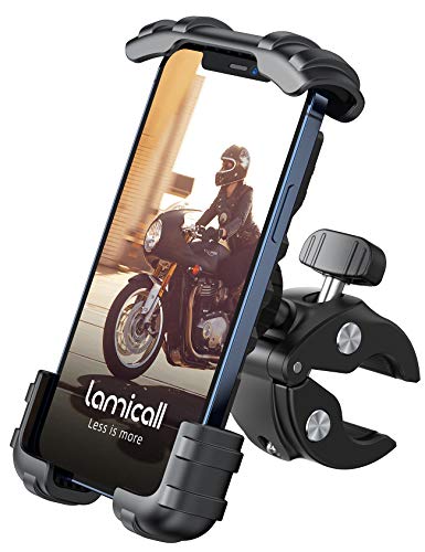 Lamicall Soporte Movil Bicicleta, Soporte Motocicleta - Rotación 360° Soporte Manillar para iPhone 14 Pro Max Plus, 13/12/11 Pro Max, XS Max, X, XR, 8 7 6, Samsung S10 S9, Huawei, 4.7-6.8