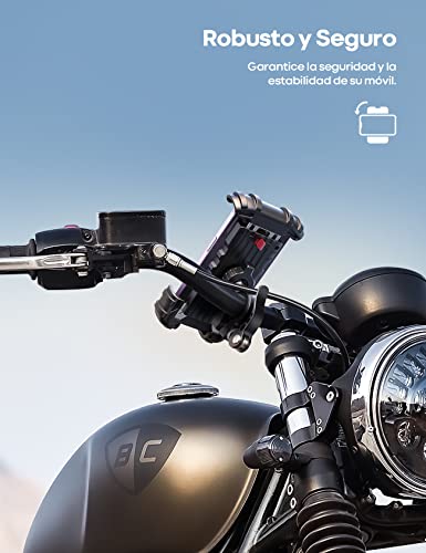 Lamicall Soporte Movil Bicicleta, Soporte Teléfono Moto - Rotación 360° Soporte Manillar para iPhone 15 Pro MAX, 14/13/12/11 Pro MAX Mini XS XR 8 7 Samsung S10 S9 S8, Huawei, 4.7-6.8