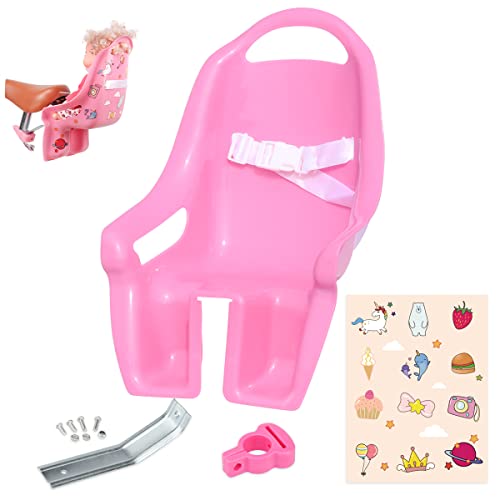 AVASTA Asiento de bicicleta para muñeca para bicicleta de niña con pegatinas de unicornio DIY, portabicicletas, color rosa