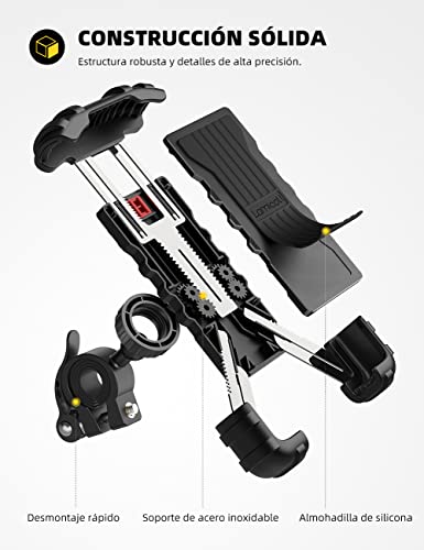 Lamicall Soporte Movil Bicicleta, Soporte Motocicleta - Rotación 360° Soporte Manillar para iPhone 14 Pro Max Plus, 13/12 /11 Pro Max, Mini XS XR X 8 7, Samsung S10 S9 S8, Huawei, 4.7-6.8