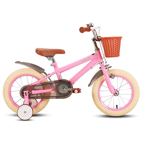 STITCH Bicicleta para Niños y Niñas de 16 Pulgadas para 4, 5, 6 y 7 Años Kids Bike con Ruedas de Entrenamiento y Frenos de Mano Bici Rosa