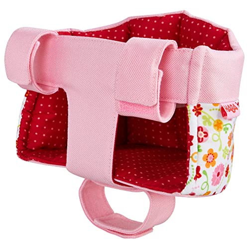 HABA 304109 Doll Bicycle Seat Flower Meadow Doll Seat with Velcro Fastening for Bicycle and Sleigh Doll Accessories for All Dolls Toys from 18 Months Multiple