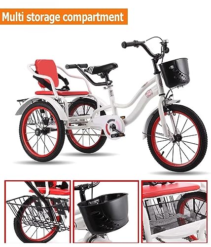Triciclos de pedal grandes para niños 3 a 10 años,triciclos rickshaw de 3 ruedas con freno sensible,triciclo tándem de doble asiento con asiento de pasajero,triciclo de crucero para niños pequeños
