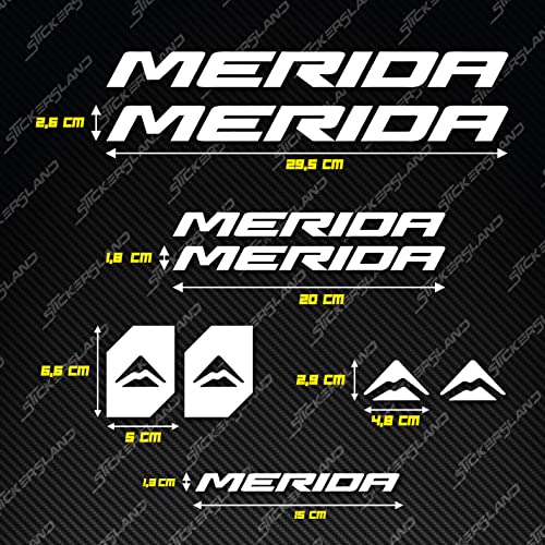 Kit adhesivo compatible con MERIDA Blanco (Lucido) letras logotipos MTB Mountainbike | calcomanías pegatinas varios colores disponibles calcomanías para bicicleta