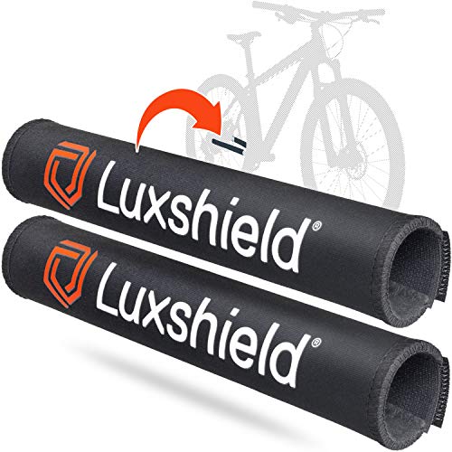 Luxshield Protectores de Cadenas, Set de 2 de Neopreno, Protector Cadena Bicicleta, Protector Cuadro MTB, Protector bicileta, 20 cm x 12 cm, Negro