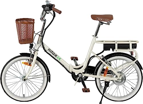 Nilox, E-Bike J1 Plus, Bicicleta eléctrica gris plegable con pedaleo asistido, Brushless High Speed 250 W