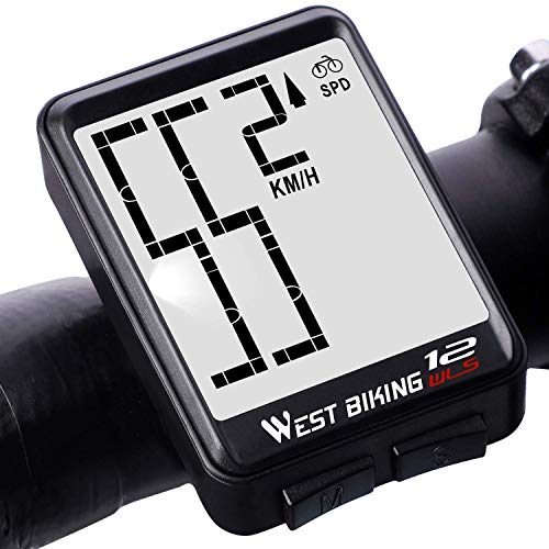 Lixada Cuentakilómetros para Bicicleta Inalámbrico Impermeable Grande Gigital LCD luz de Fondo Termómetro Medida Velocidad Distancia Tiempo
